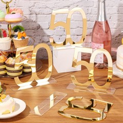 Threehoney 6 Pcs Mirror Gold 50th Birthday Decorations for Men and Women