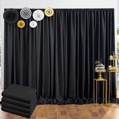 20 ft x 10 ft Thick Black Backdrop Curtain for Parties, 4 Panels Black Polyes…