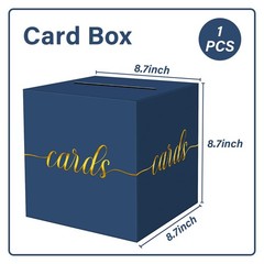 8.7″ Navy Blue Gold Foil Gift Card Box Wedding Birthday Baby Shower Party