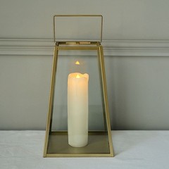 Gold Clear 10 in Glass Geometric Metal Lantern CANDLE HODLER Party Decorations