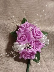 NEW 5″ Artificial Fucsia/Purple Rose Wrist Corsage White Pearls Wedding/Prom