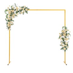Adjustable Square Iron Arch Stand 2m Yellow Free-Standing Wedding Party
