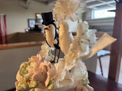 Vintage Bird Bride & Groom Wedding Cake Toppers + Silk Corsage – Custom Made!