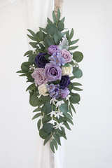 Lilac Wedding Arch Flowers Kit with 26Ft White Draping Fabric for DIY Decor