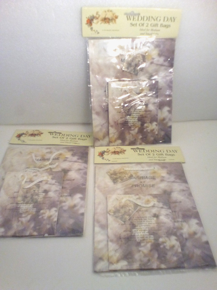MAGIC CREATIONS Wedding Day Set of 2 Gift Bags Marriage is a Promise Lot of 3