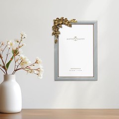 Vintage Grey Thin Boarder Floral Photo Frame / 4×6 In | For Vertical and