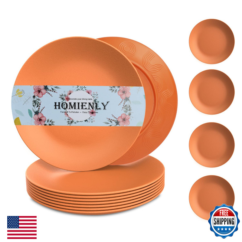 Homienly Flat Dinner Plate Set Of 8 – Alternative For Plastic Microwave And