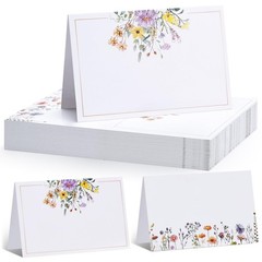 60 Floral Wildflower Place Cards for Weddings, Parties, and Events – 4.33×3.54″