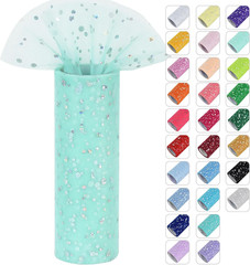Mint Green Glitter Tulle Rolls 6 Inch by 10 Yards Sequin Tulle Fabric Ribbon for