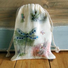 Beaded Embellished 5″ x 7″ Printed Reusable Gift Pouches Drawstring Cotton Bags