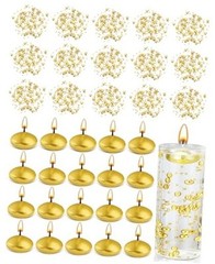 40 Pcs Wedding Floating Candles Pearl Strings for Centerpieces Small Gold