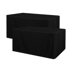 Obstal Black Tablecloth Fitted for 6ft Rectangle Table – Water Resistant Poly…