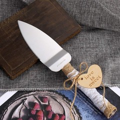 Rustic Style Stainless Steel Wedding Cake Knife and Serving Set Resin Plastic