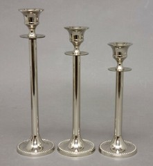 Candle Holder Nickel Plated on Brass Round 2.75″Dia 7″-8″-9″High Set of 3
