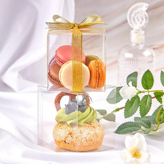 3x3x3 Inches Clear Favor Boxes with Gold Gift Ribbons 30 PCS Transparent Plastic