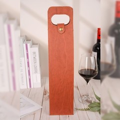 Portable PU Leather Bottle Wine Tote Carrier Padded Case Insulated Brown01