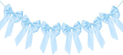1-String 6.5Ft Blue Bows Garland Banner, 6 Pcs Pre-Strung Bows Party Decorations