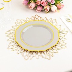 8″ Taupe Round Dessert Plates With Gold Scalloped Rim Party Wedding Tableware