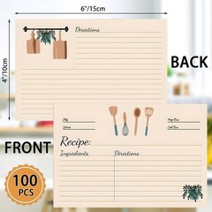 100 Sheets Recipe Cards, 4×6 Inches Double Sided medium, light brown