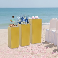 3 Pcs Metal Display Pedestal Stands, Display Pillars For Birthday Party Wedding