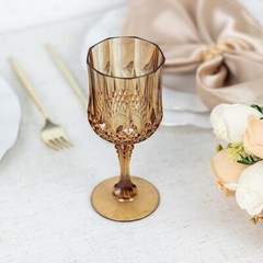 GOLD 6 Plastic 8 oz Crystal Cut Goblets WINE GLASSES Party Events Decorations