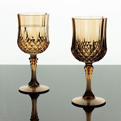GOLD 6 Plastic 8 oz Crystal Cut Goblets WINE GLASSES Party Events Decorations