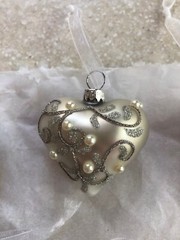 Wedding/Bridal/Anniversary Silver Scroll Faux Pearl Heart Ornaments – 7