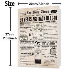86th Birthday Card, Funny 86th Birthday Gifts for Women Men, Retro Birthday D…
