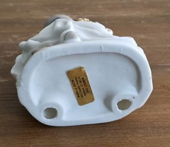 Vintage Bride and Groom on Bench Ceramic Wedding Cake Topper Figurine 6″