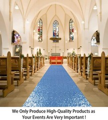 Blue Aisle Runner for Wedding 15FTx2FT Modern Baby Blue Glitter/Sequin Mesh F…