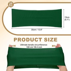 25 Pcs Spandex Chair Sashes Bows with Slider Buckle, Dark Green