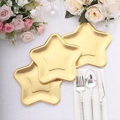 25 MATTE GOLD 7″ Star Shaped Paper Salad Dinner PLATES Party Events Decorations