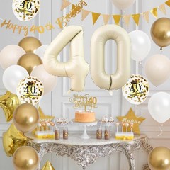 40th Birthday Decorations Sand White Gold,40th Birthday Balloons Beige Gold,H…