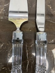 VTG Waterford Wedding Cake Server Set Crystal Handles