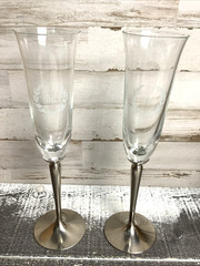 Pottery Barn Etched Mr And Mrs Toasting Fluted Glasses