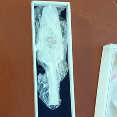 Mikasa Porcelain Cake Server Glossy White Pink Green Floral Handle Design