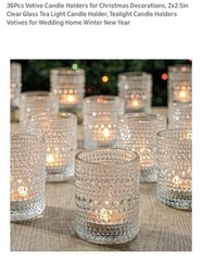 36 Pieces Votive Candle Holders for Christmas Decorations, 2×2.5in Clear Glass
