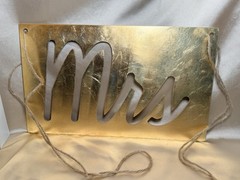 David Tutera Mr & Mrs Chair Signs Table Decoration Set Gold Gray Wedding 3pc