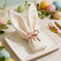 Bow Napkin Rings Set of 12 for Wedding Party Birthday Holiday Family Rose Gold