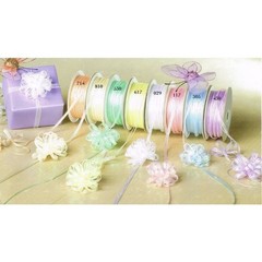 1/8″ 50 Yards Organza Iridescent Center with String Pull Ribbon Bow LIME