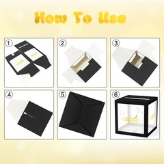 Black Clear Gold Card Box 8.7 Inch Wedding Reception Money Birthday Party