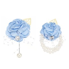 Rose Bridesmaid Wrist Flower Corsage Artificial Bride Wrist Corsage Light Blue