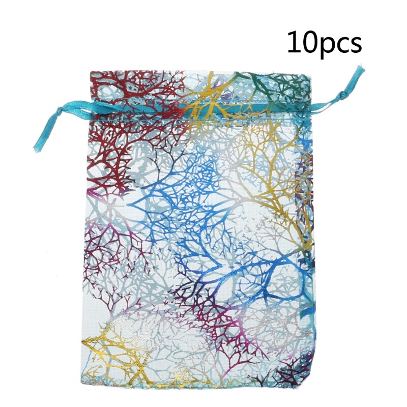 10pcs/Lot Drawable Snowflake Organza Packaging Bags 7x9cm 9x12cm 10x15cm