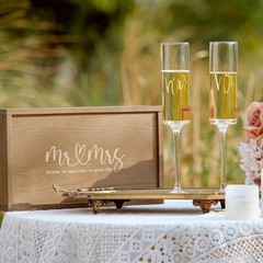 Mr and Mrs Champagne Flutes Set of 2, Engagement Bridal Shower Gifts for Coup…