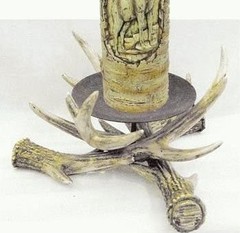 Antler Pillar Candle Holder 6-inch Orange