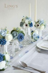 Ling’s Moment Dusty Blue Wedding Table Centerpieces Mini Bridesmaid Bouquets …