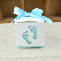 100x Blue Pink Baby Feet Baby Shower Favor Box Green Purple Baby Boy Girl Favors