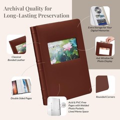 Old Town 2-Pack Bonded Leather Photo Albums, Photo Album 5×7 & 4×6 Slots, Brown