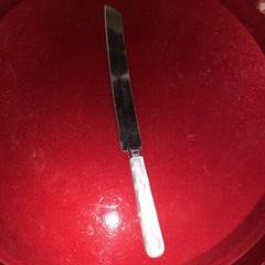 Vtg Sheffield Wedding Cake Serrated Knife Pink Mother Of Pearl Handle England