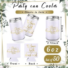 50 Pieces White Wedding Can Cooler Sleeves Bulk Engagement Party Favors